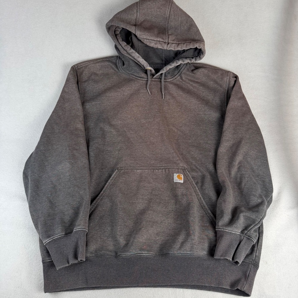 Carhartt Mens XL Sun Faded Hoodie Black Charcoal Pullover Workwear Sweatshirt